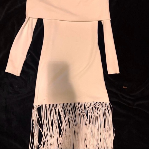Zara Dresses & Skirts - Off-Shoulder White Fringe Dress